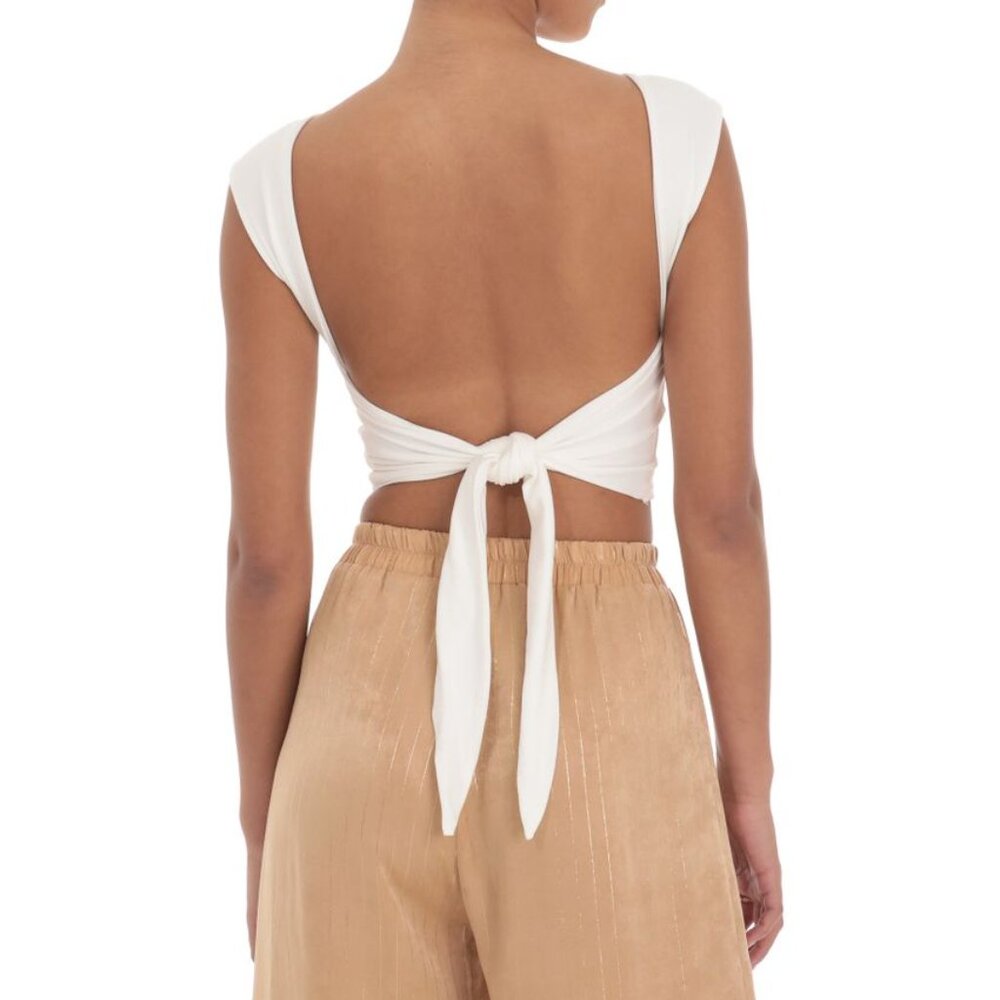 Lucy in the Sky - Open Back Tie Top in White (Brand New, No Tags)